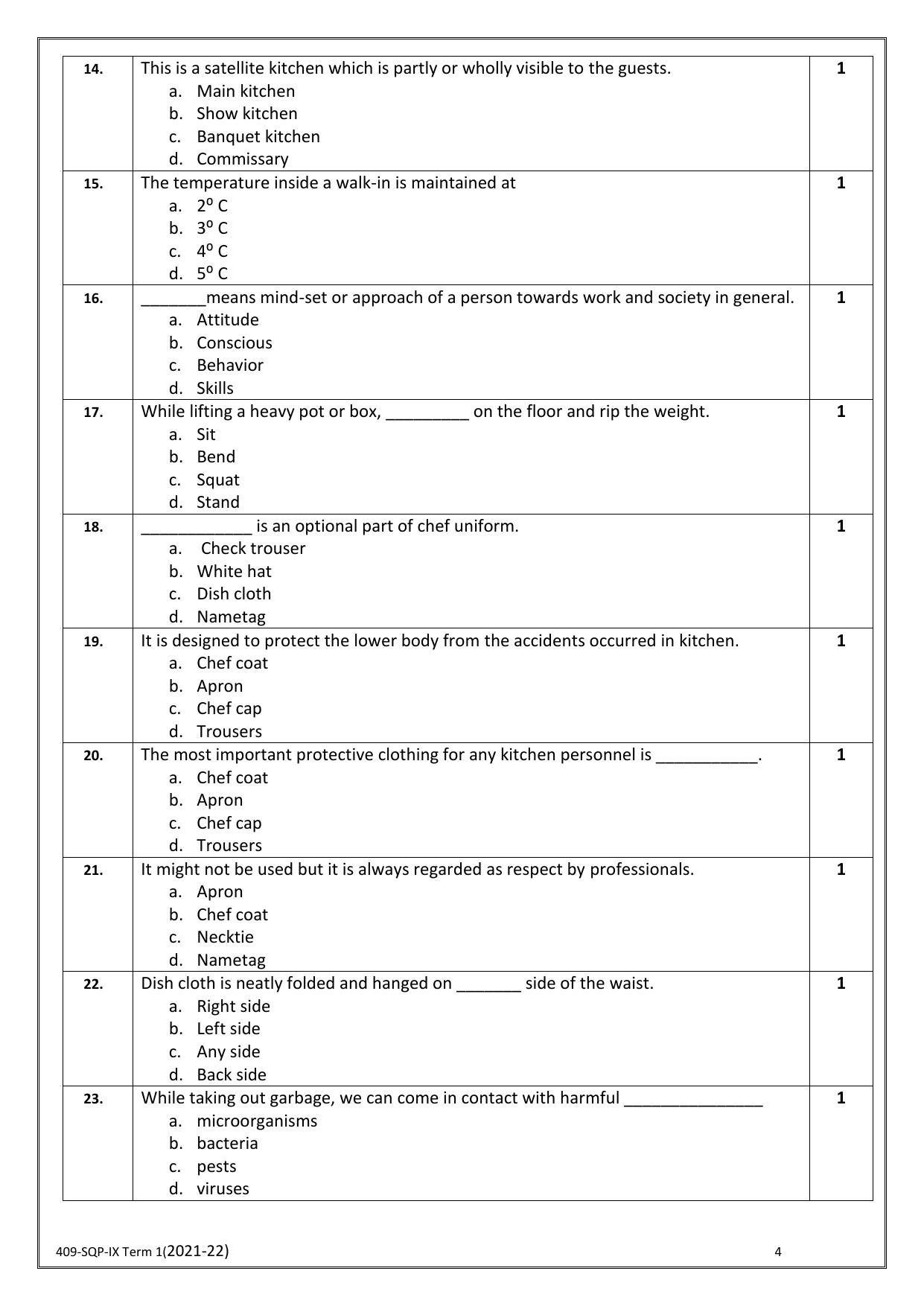 CBSE Class 10 Skill Education (Term I) - Food Production Sample Paper 2021-22 - Page 4