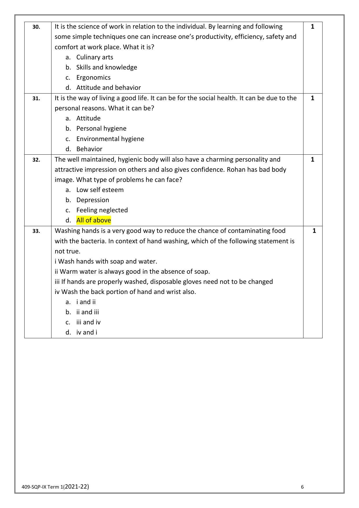 CBSE Class 10 Skill Education (Term I) - Food Production Sample Paper 2021-22 - Page 6