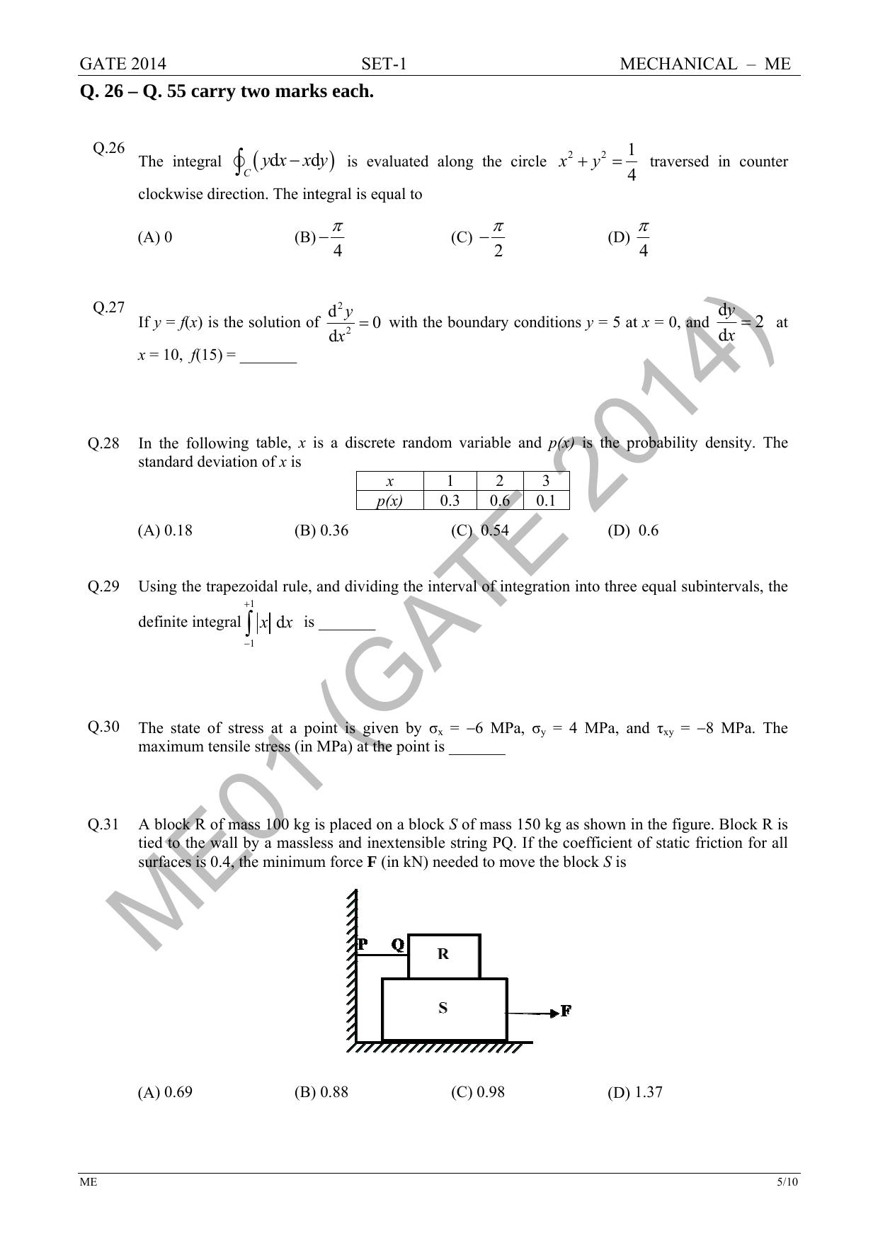 GATE 2014 Mechanical Engineering (ME) Question Paper with Answer Key - Page 12