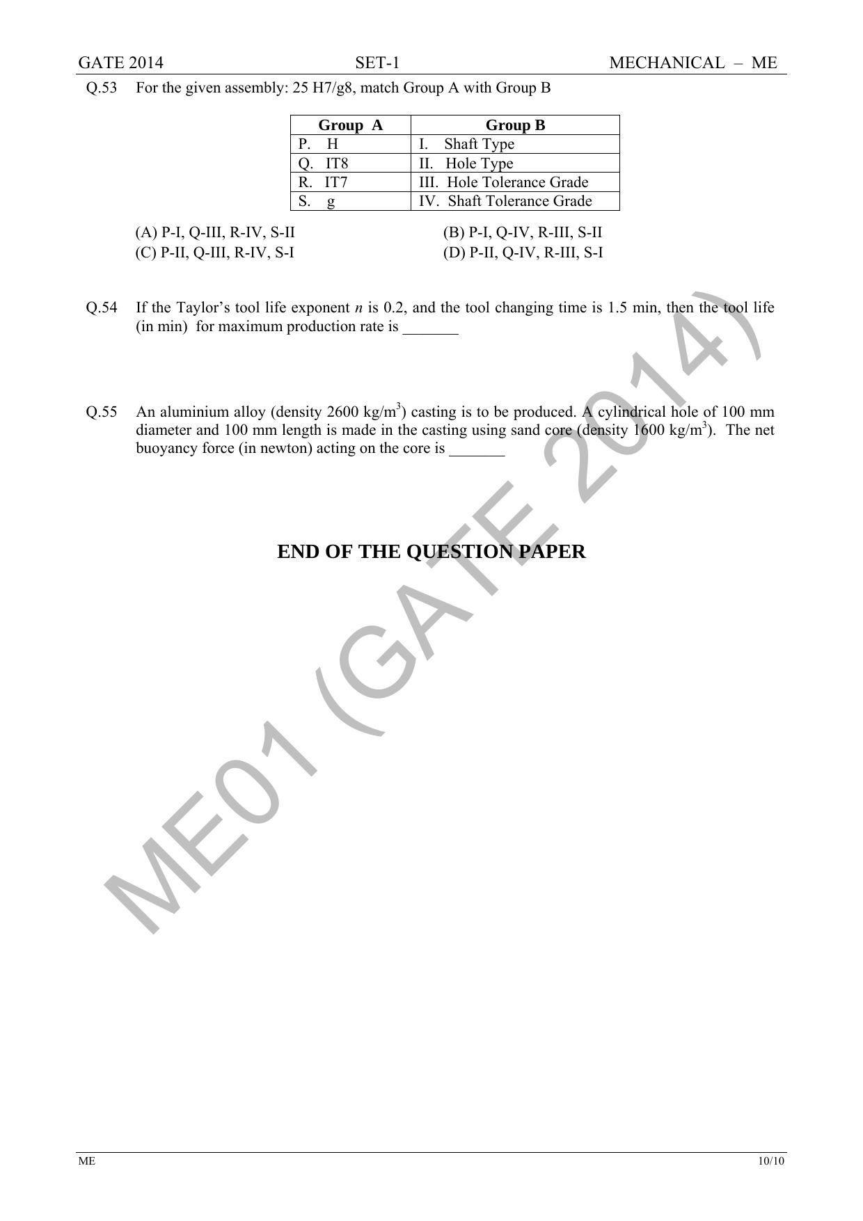 GATE 2014 Mechanical Engineering (ME) Question Paper with Answer Key - Page 17