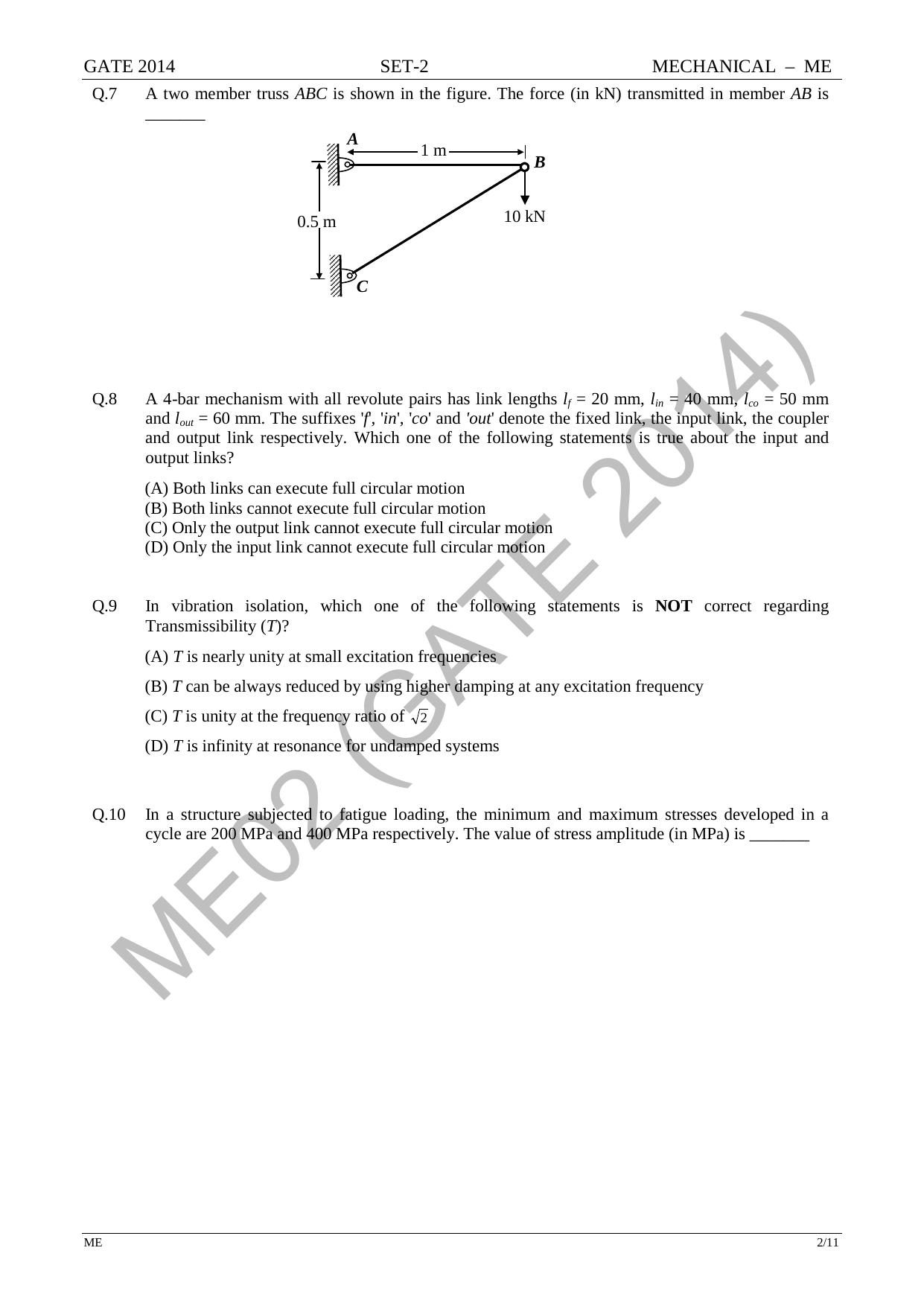GATE 2014 Mechanical Engineering (ME) Question Paper with Answer Key - Page 27