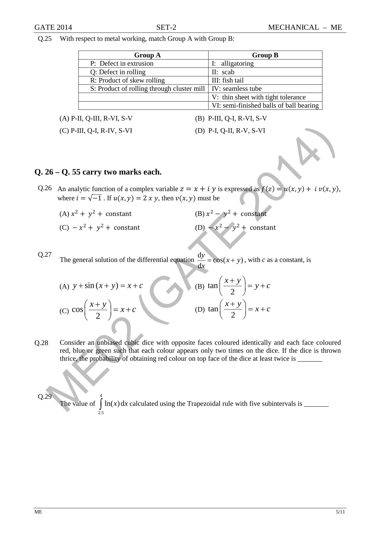 GATE 2014 Mechanical Engineering (ME) Question Paper with Answer Key - Page 30