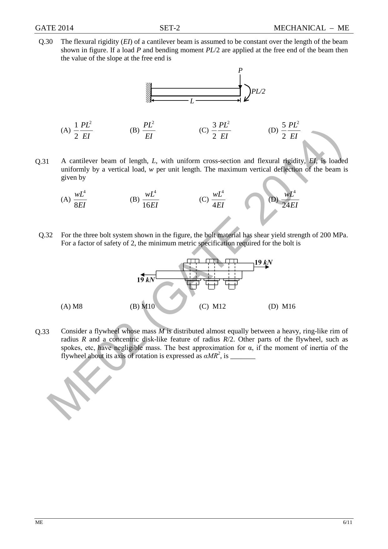 GATE 2014 Mechanical Engineering (ME) Question Paper with Answer Key - Page 31