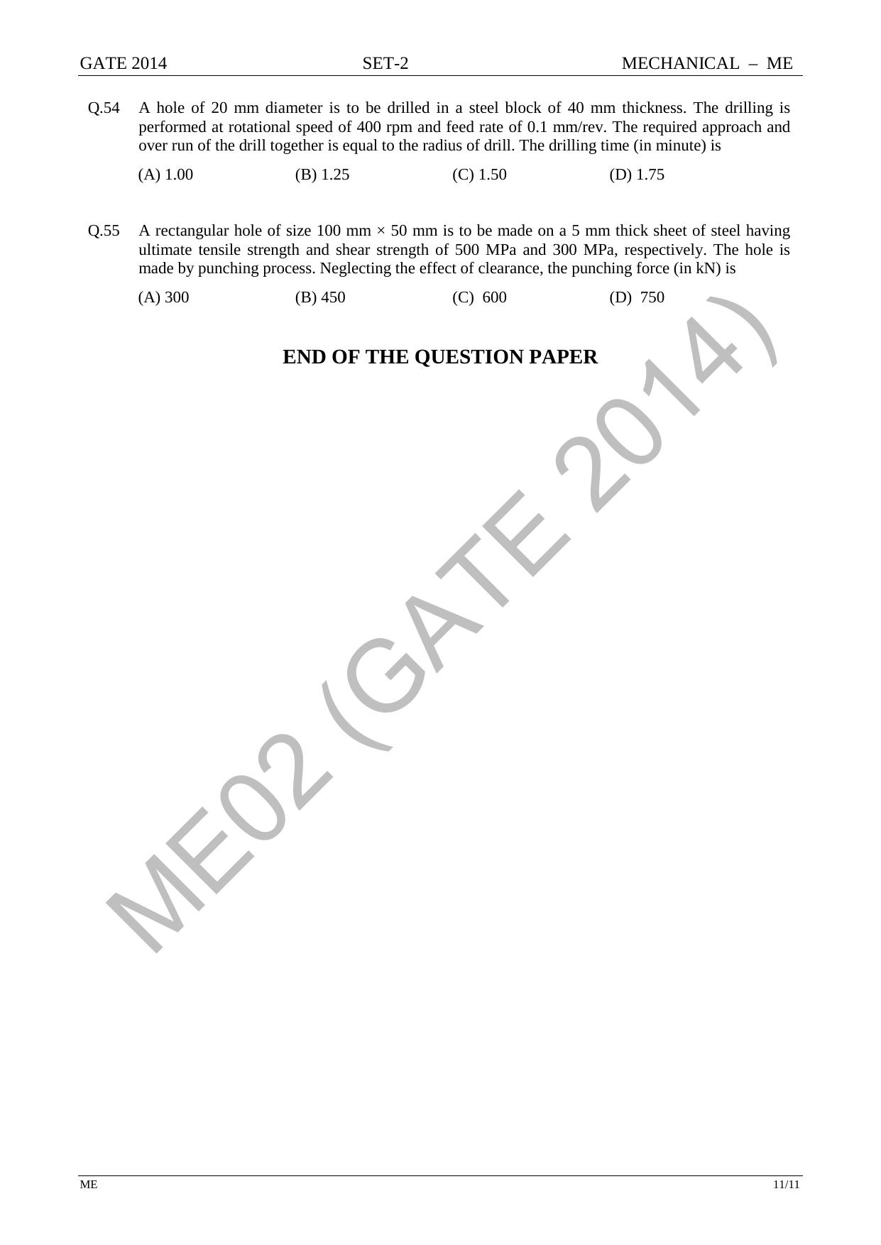 GATE 2014 Mechanical Engineering (ME) Question Paper with Answer Key - Page 36