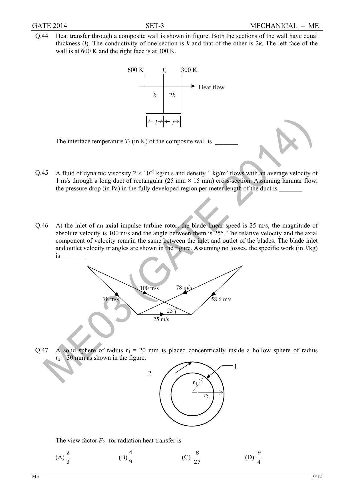 GATE 2014 Mechanical Engineering (ME) Question Paper with Answer Key - Page 55