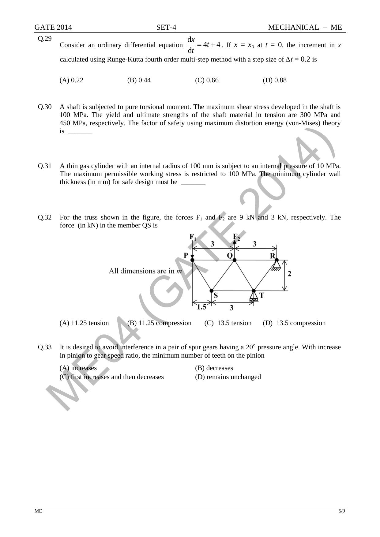 GATE 2014 Mechanical Engineering (ME) Question Paper with Answer Key - Page 70