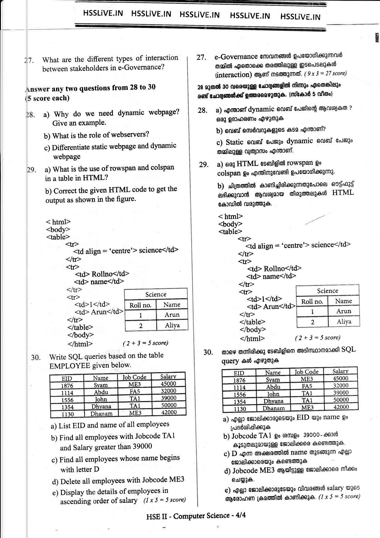 Kerala Plus Two 2018 Computer Science Model Question Paper - Page 4