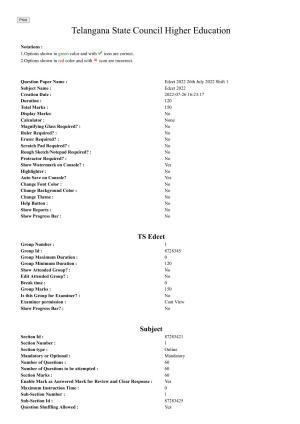 TS EDCET: 26th July 2022 Shift 1 Question Paper and Answer Key