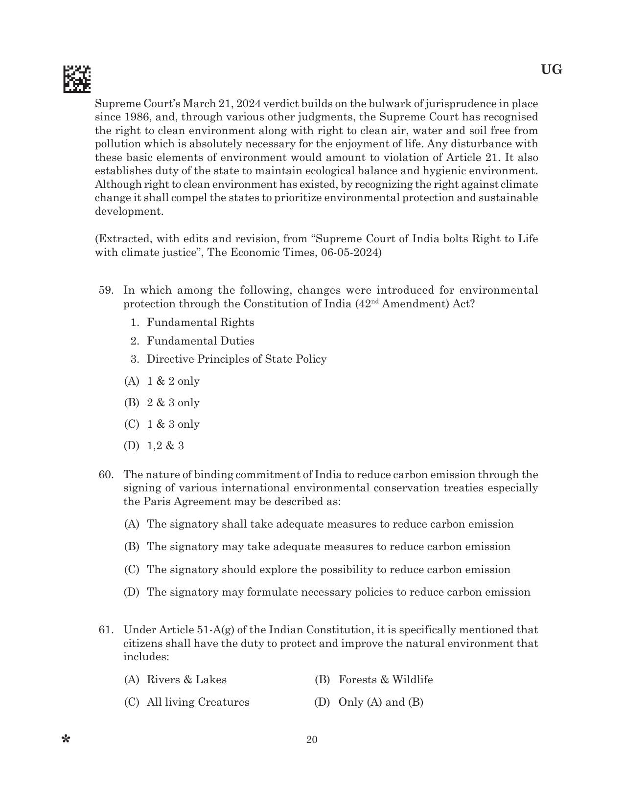 CLAT 2025 UG Question Paper - Page 22