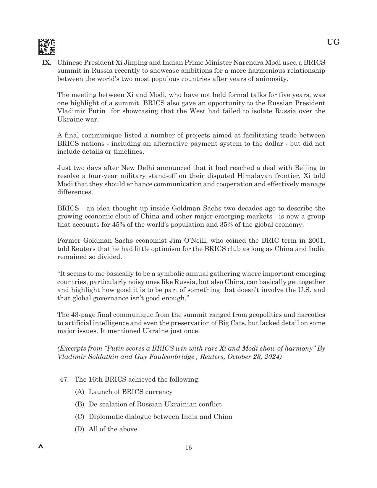 CLAT 2025 UG Question Paper - Page 58
