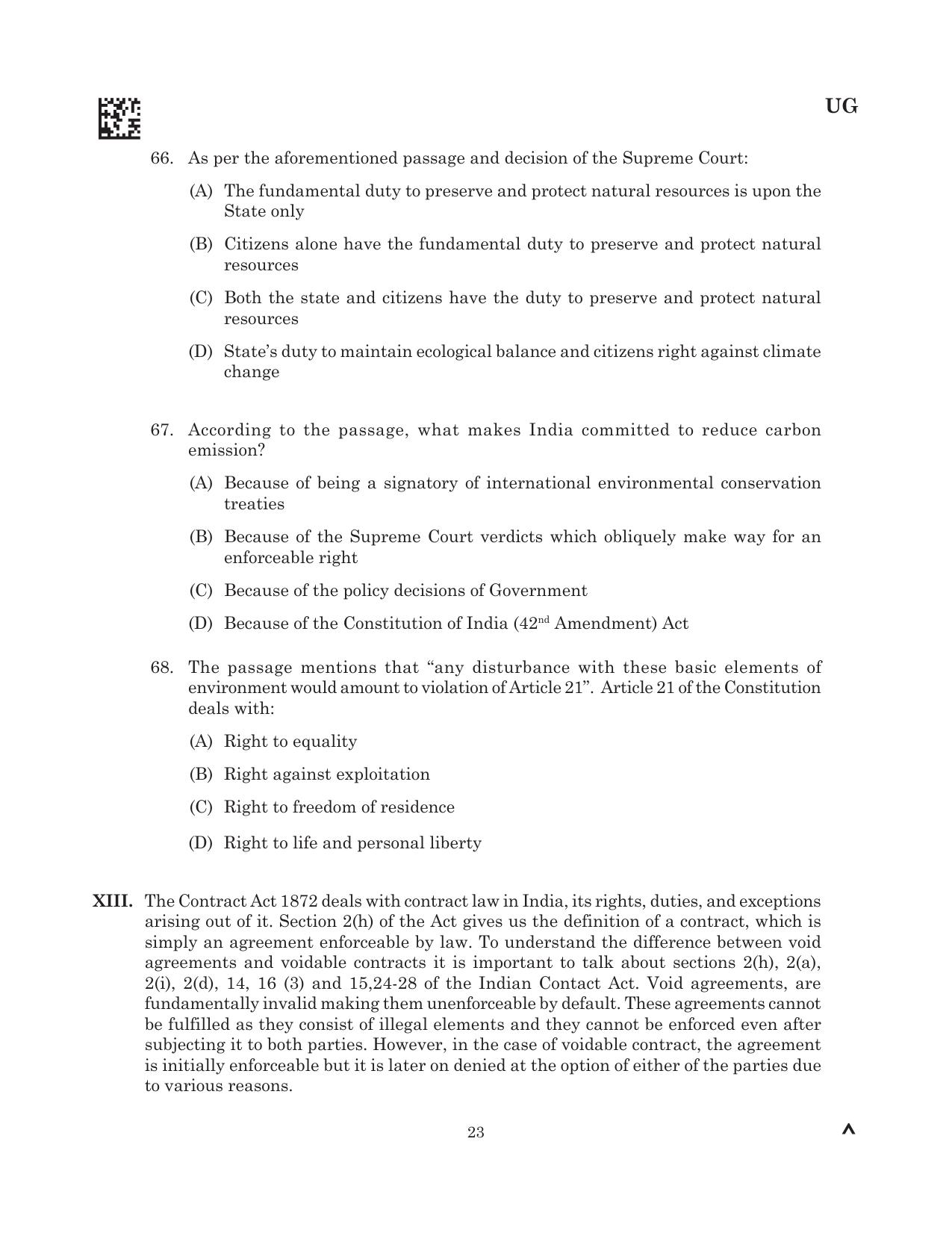 CLAT 2025 UG Question Paper - Page 65