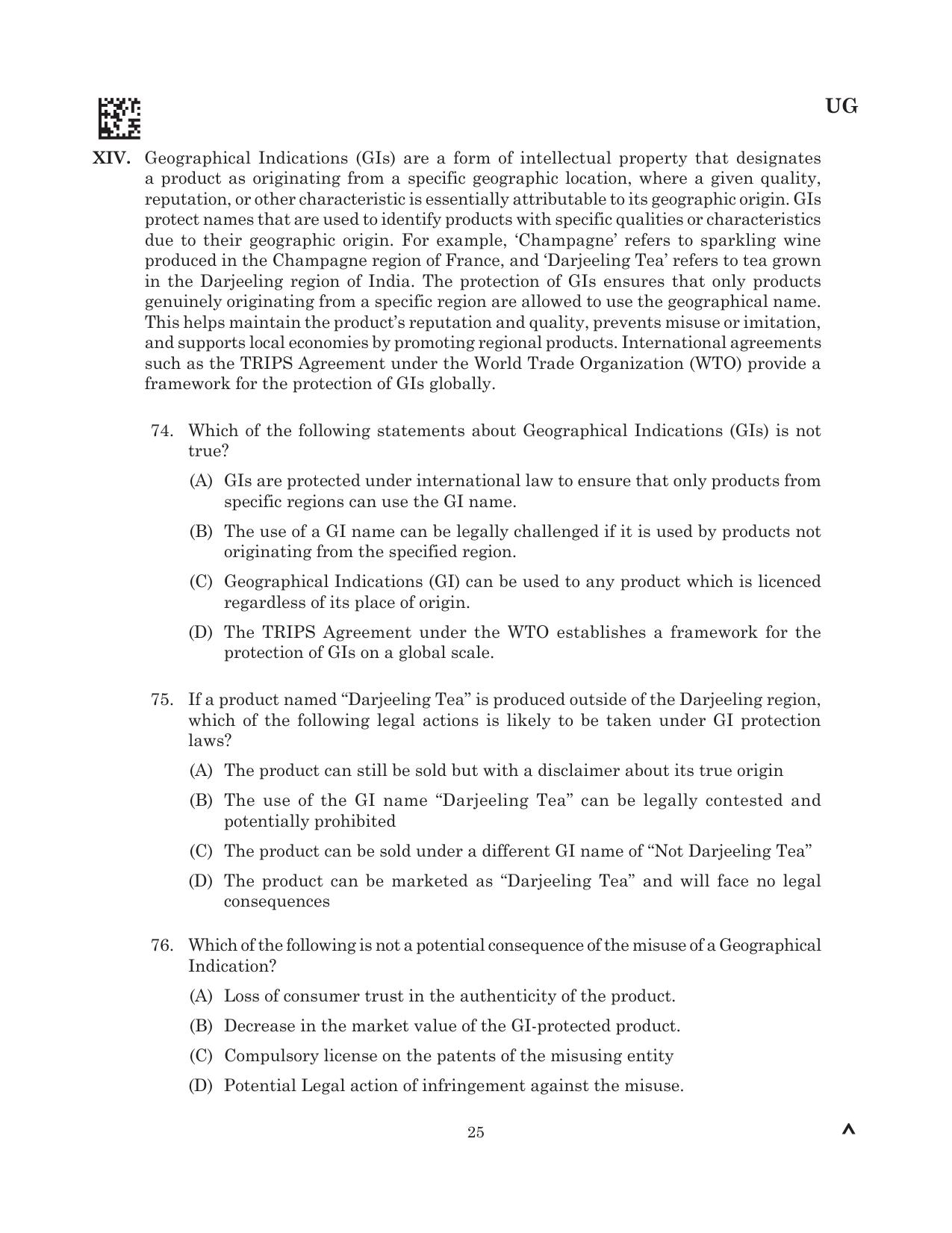 CLAT 2025 UG Question Paper - Page 67