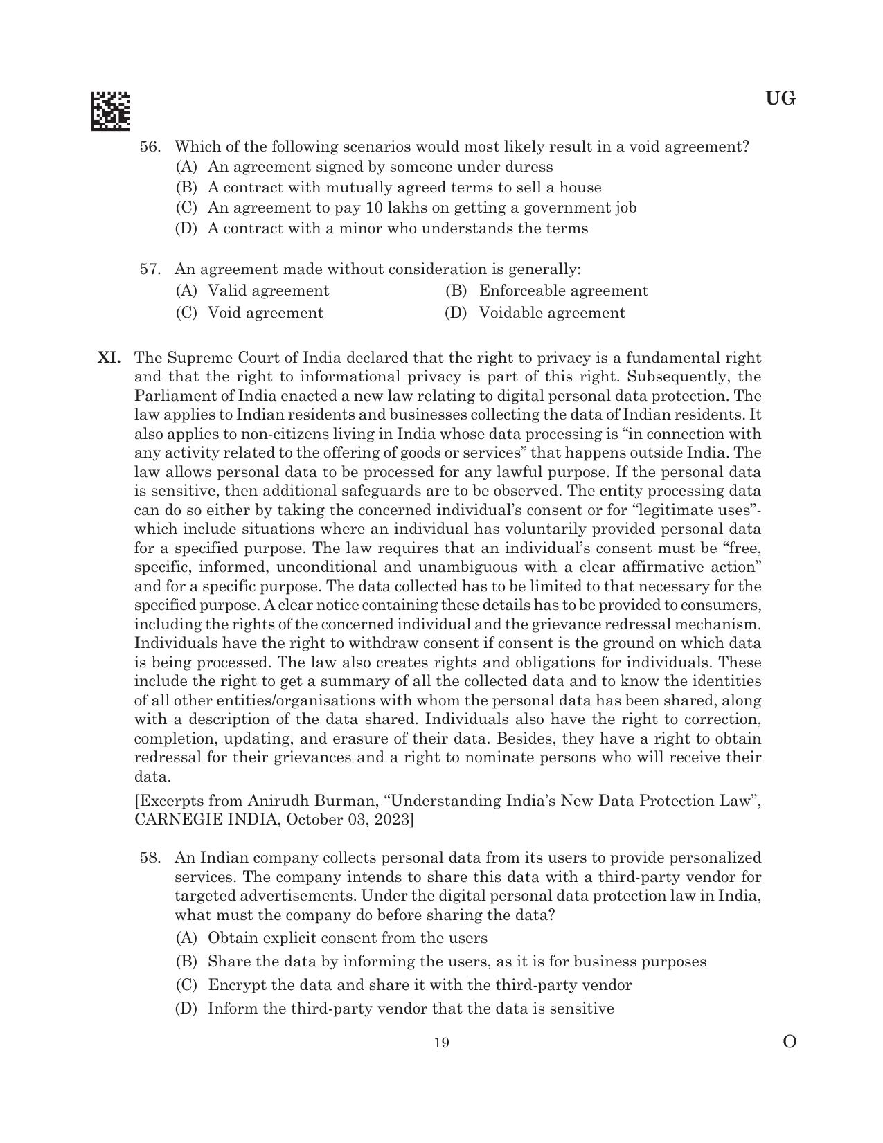 CLAT 2025 UG Question Paper - Page 101