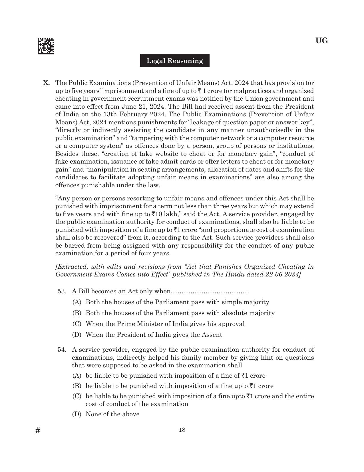CLAT 2025 UG Question Paper - Page 140