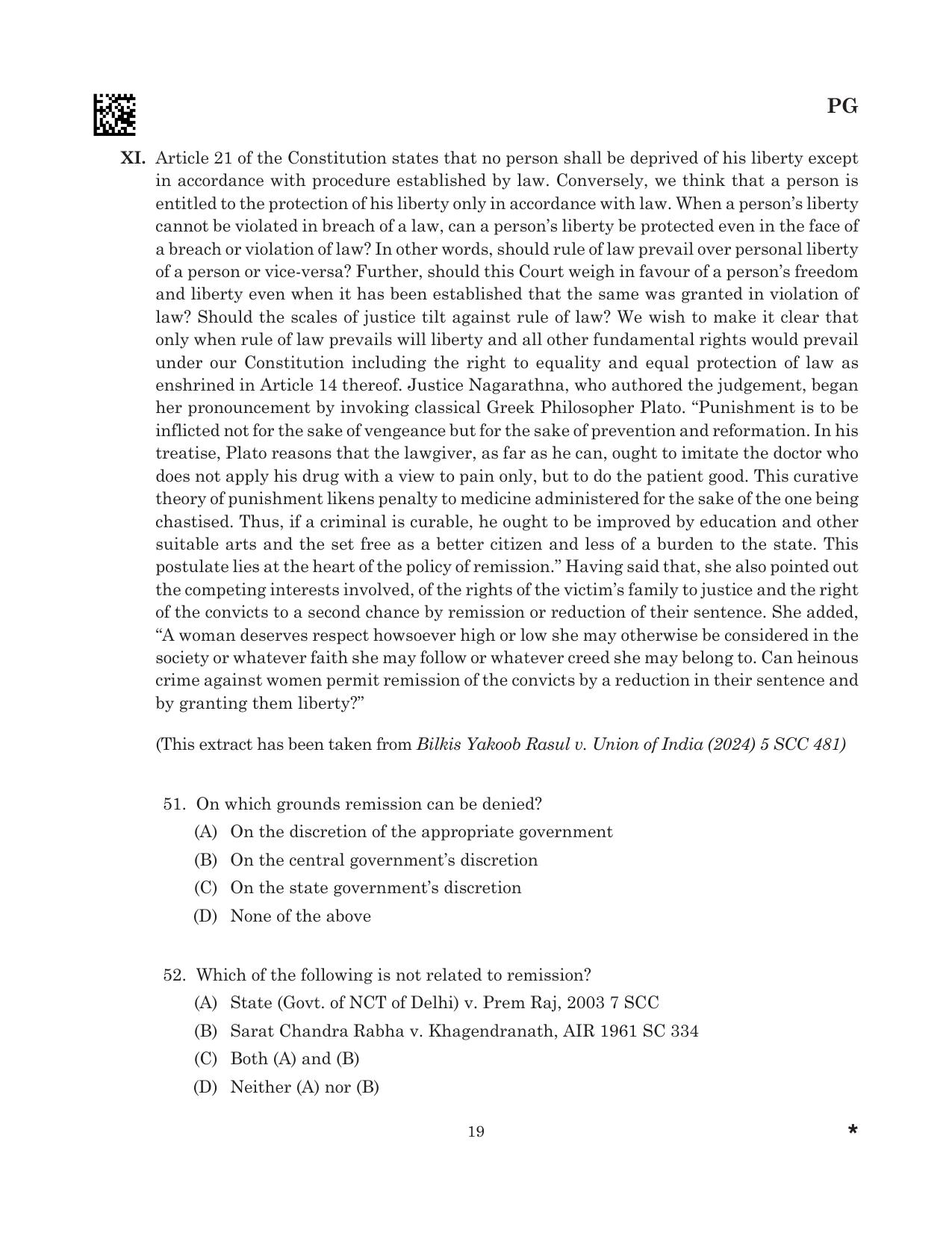 CLAT 2025 UG Question Paper - Page 189