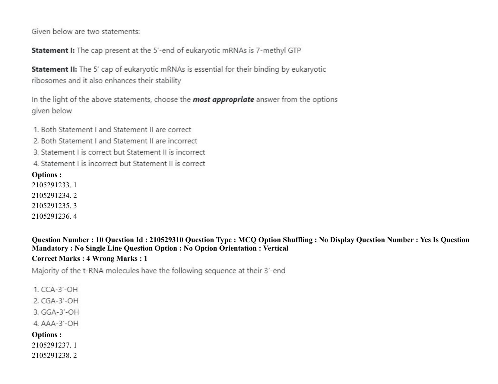 ICAR AIEEA PG 2020 PLANT BIOTECHNOLOGY Question Paper - Page 9