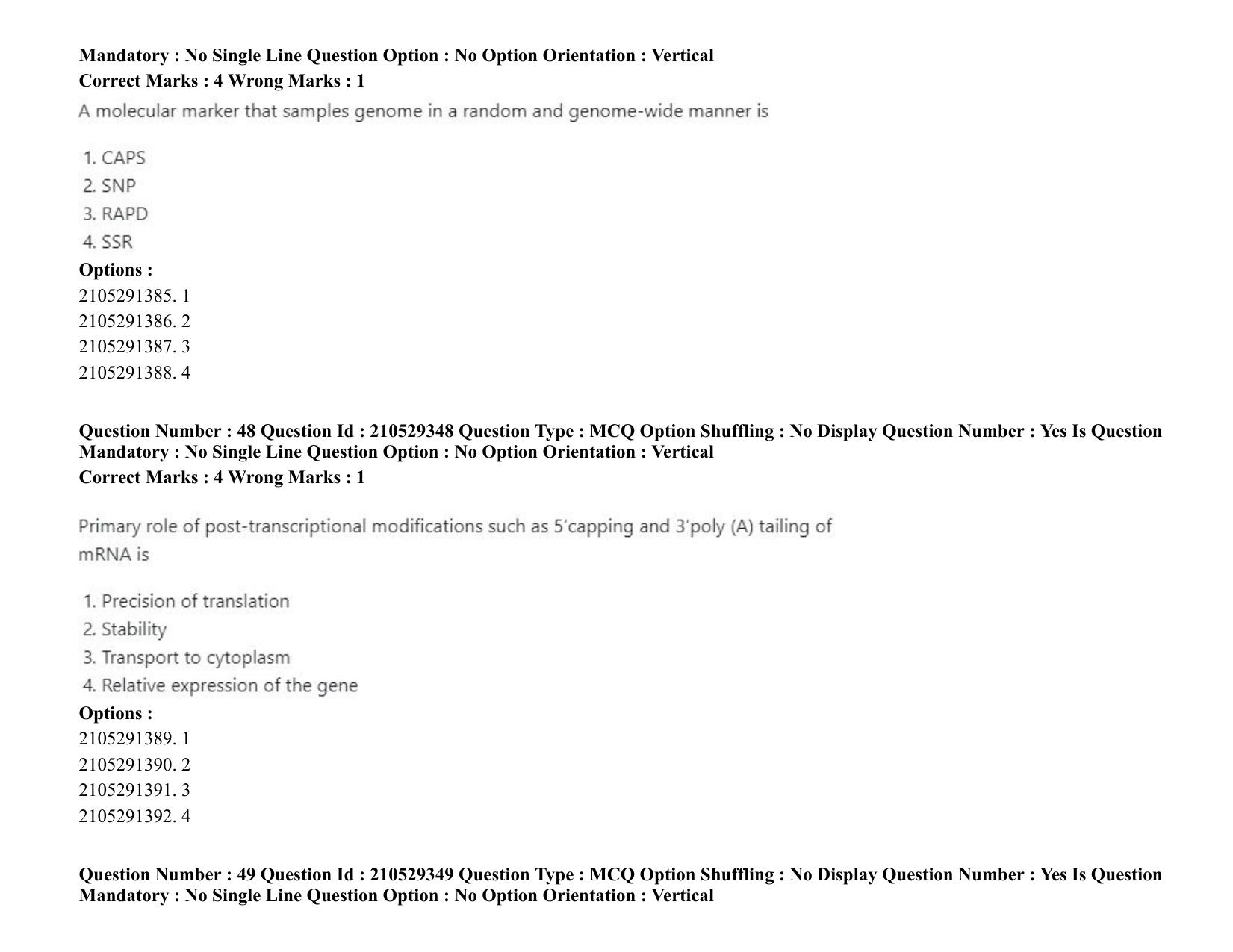 ICAR AIEEA PG 2020 PLANT BIOTECHNOLOGY Question Paper - Page 29