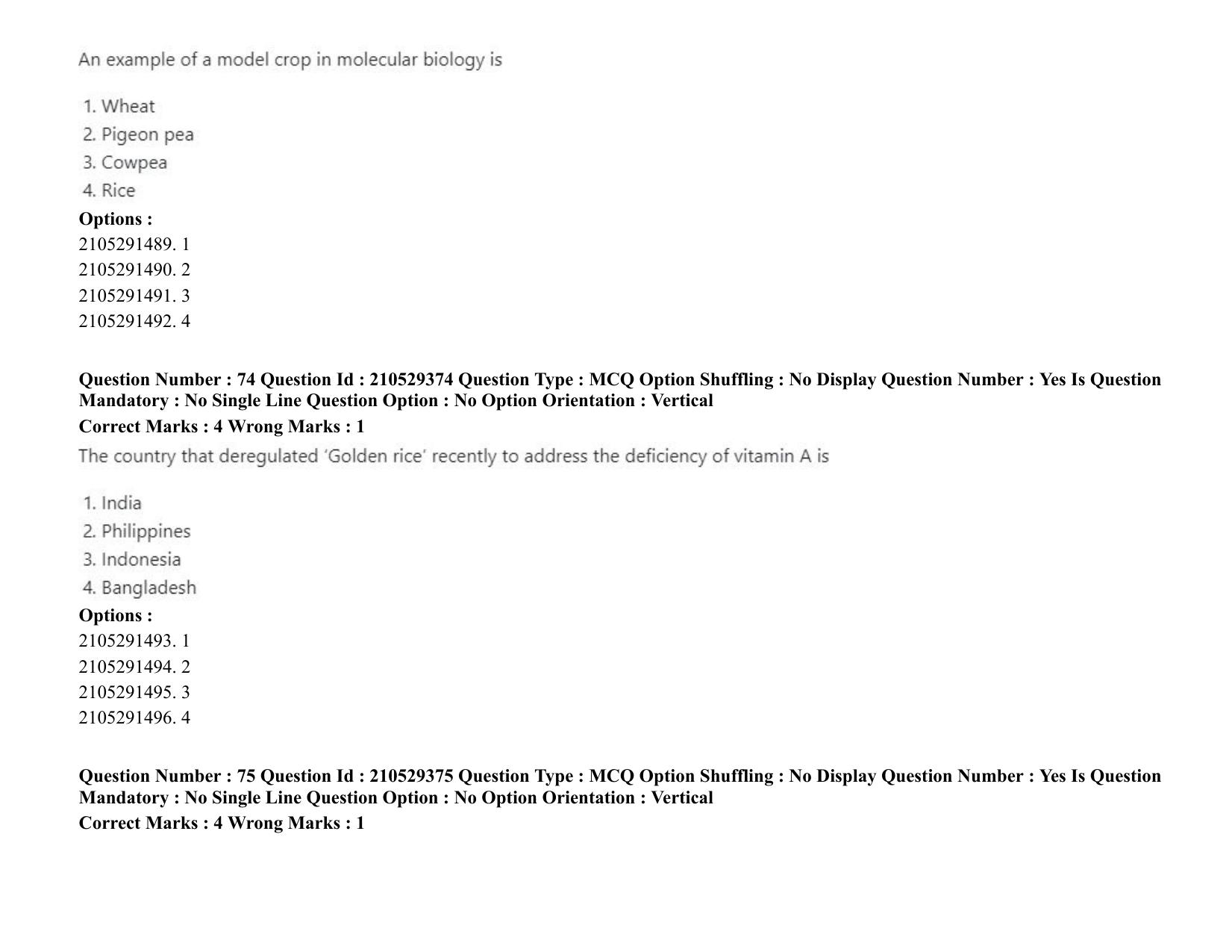 ICAR AIEEA PG 2020 PLANT BIOTECHNOLOGY Question Paper - Page 42