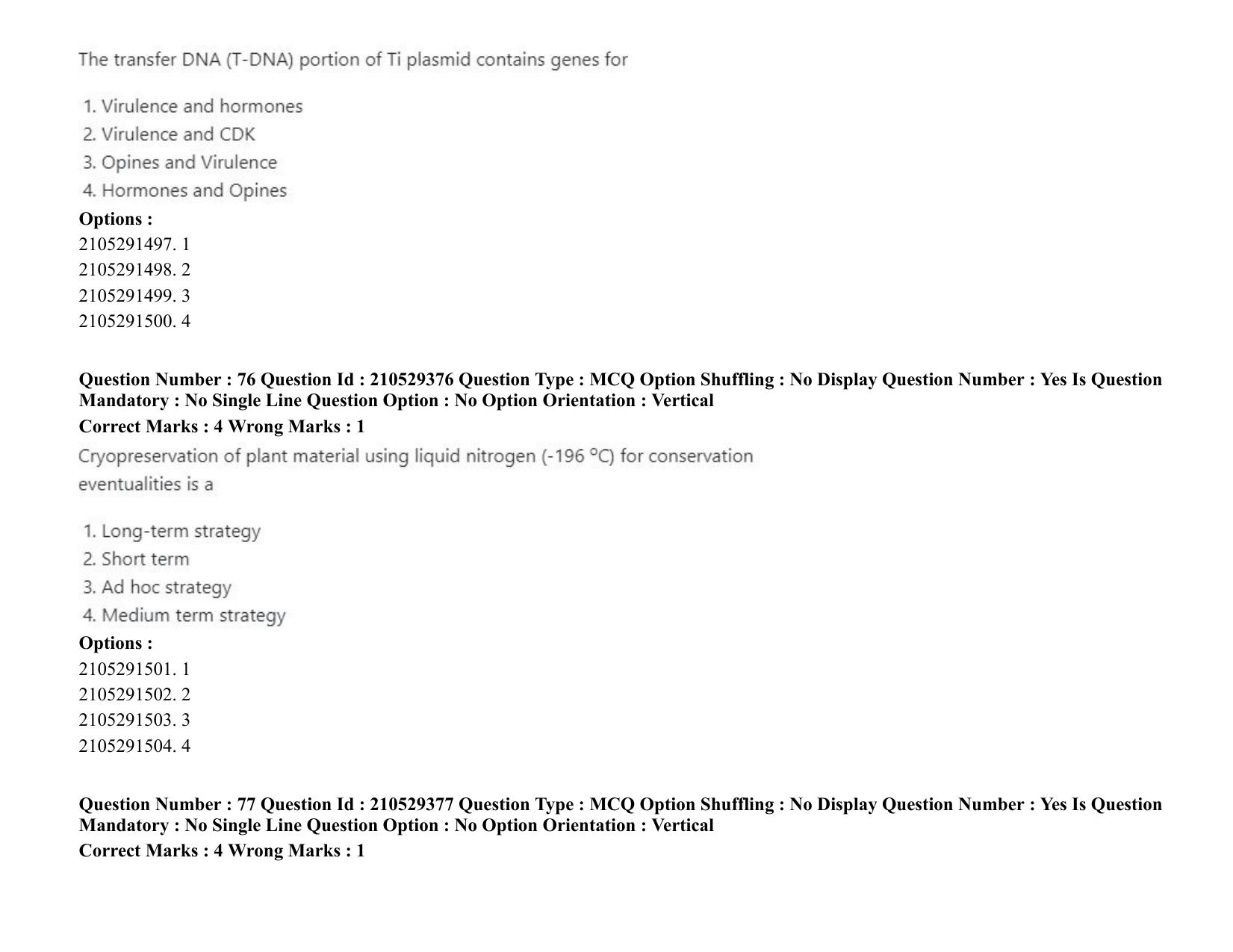 ICAR AIEEA PG 2020 PLANT BIOTECHNOLOGY Question Paper - Page 43