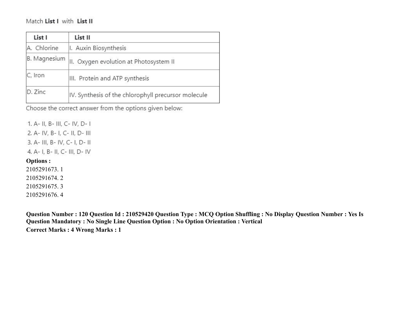 ICAR AIEEA PG 2020 PLANT BIOTECHNOLOGY Question Paper - Page 65