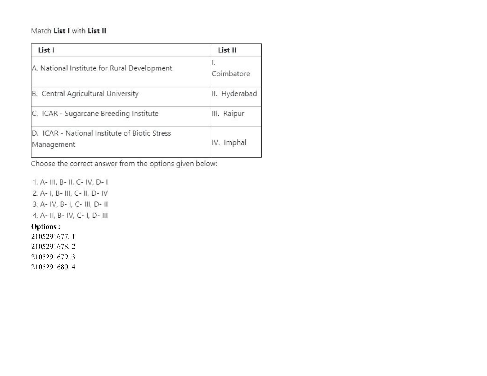 ICAR AIEEA PG 2020 PLANT BIOTECHNOLOGY Question Paper - Page 66