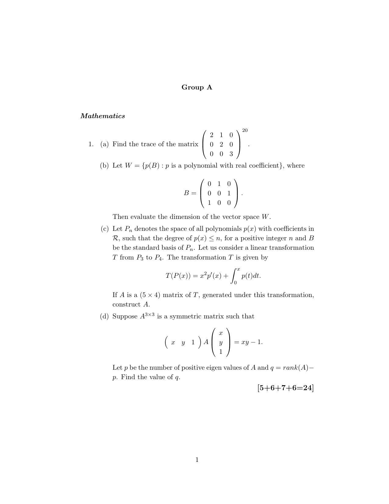 ISI Admission Test JRF in Quality, Reliability and Operations Research QRB 2020 Sample Paper - Page 1