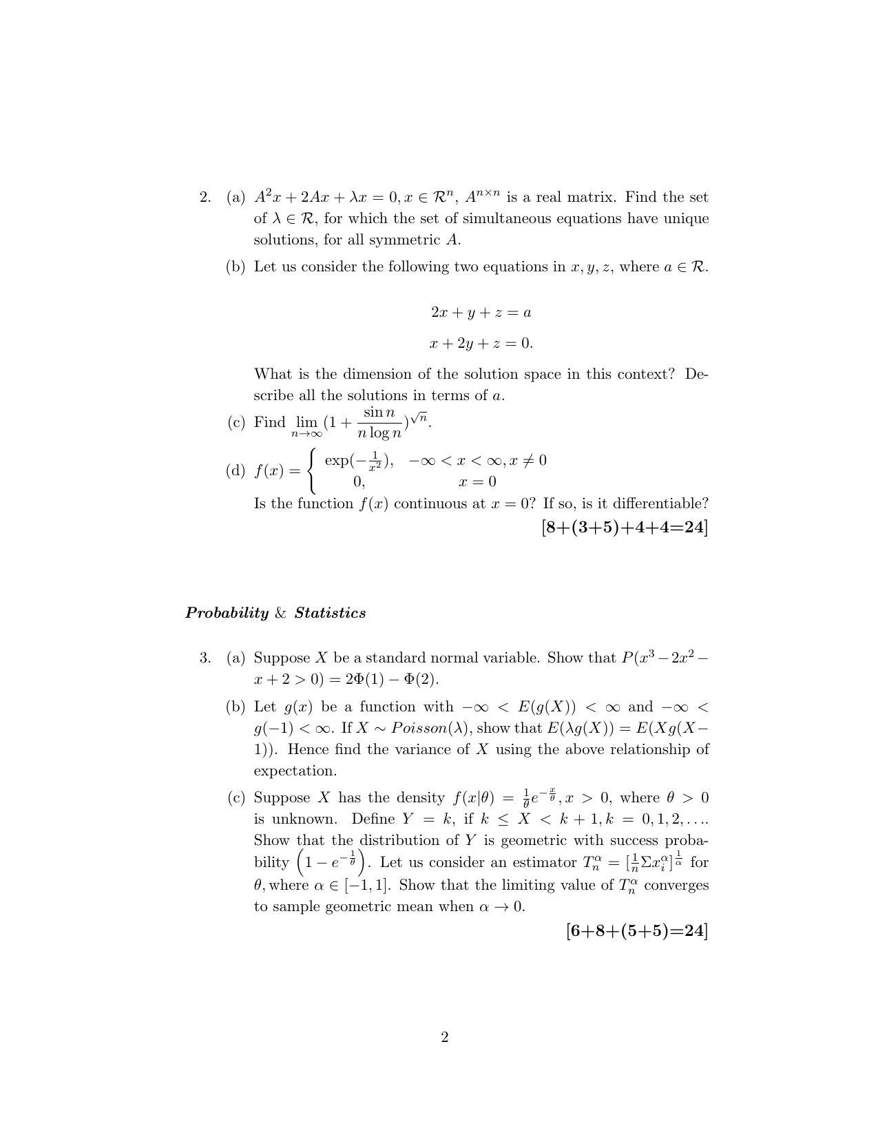 ISI Admission Test JRF in Quality, Reliability and Operations Research QRB 2020 Sample Paper - Page 2