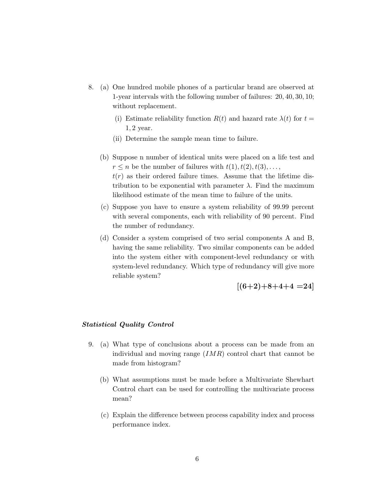 ISI Admission Test JRF in Quality, Reliability and Operations Research QRB 2020 Sample Paper - Page 6