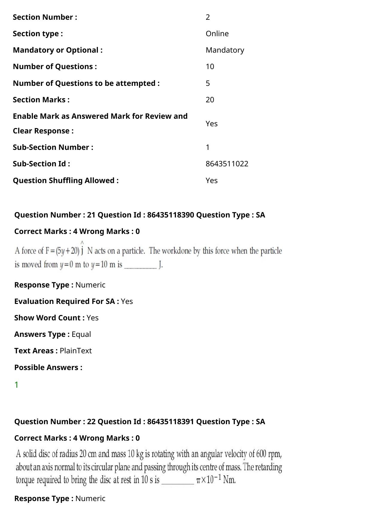 JEE Mains 2021: BTech (Shift 2) 25-07-2021 Question Paper - Page 16