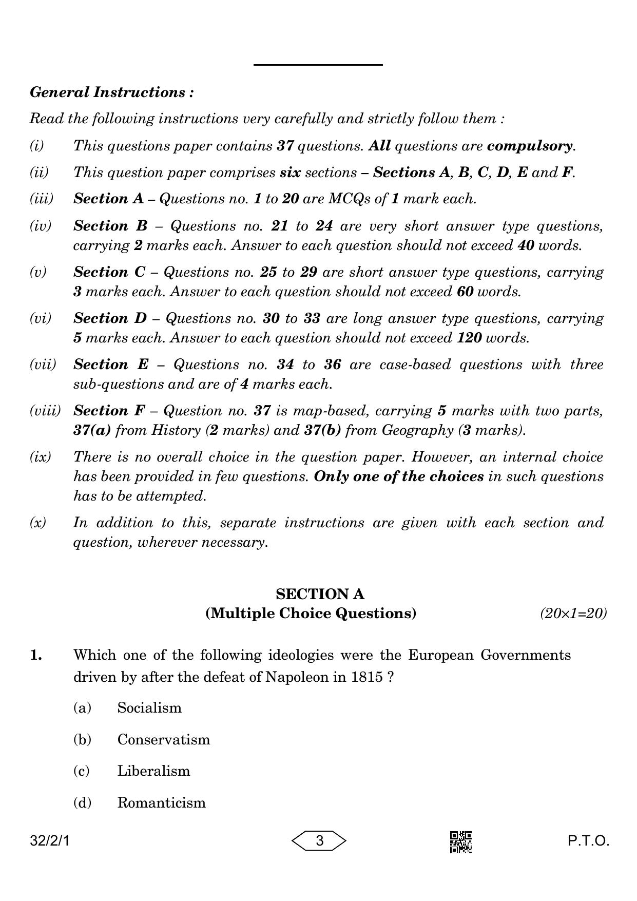 CBSE Class 10 32-2-1 Social Science 2023 Question Paper - Page 3