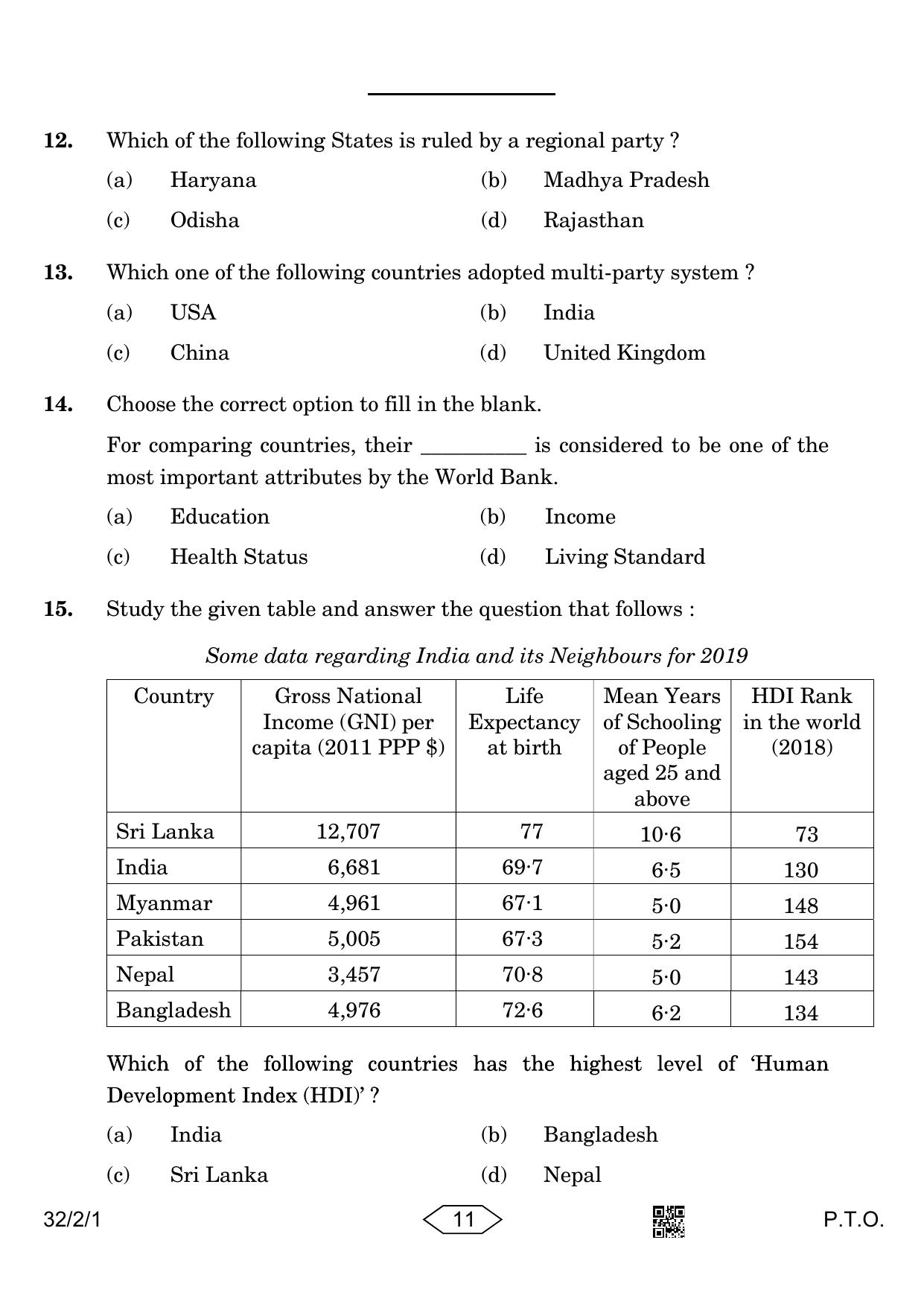 CBSE Class 10 32-2-1 Social Science 2023 Question Paper - Page 11