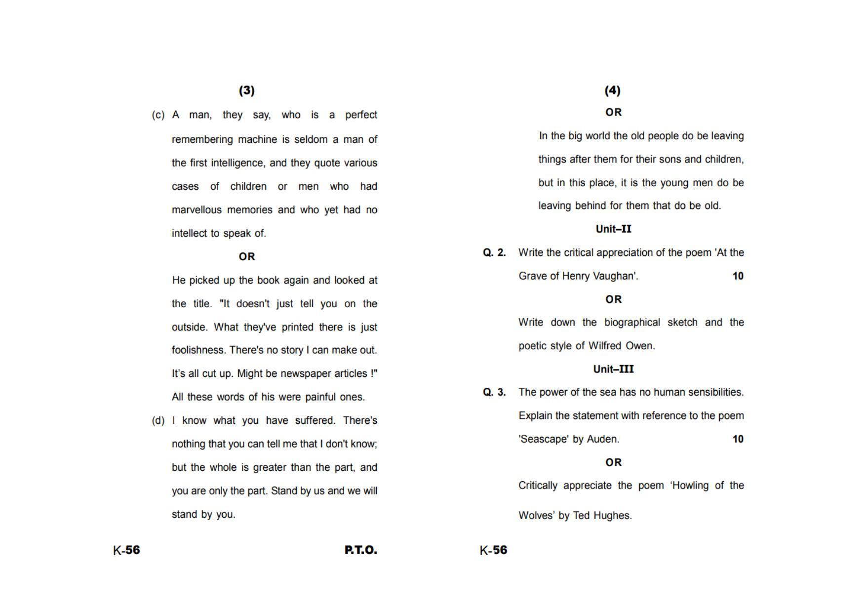 Sarguja University Question Paper - 2022 : B.A - II (Old) English Literature Paper Paper - II - Page 2