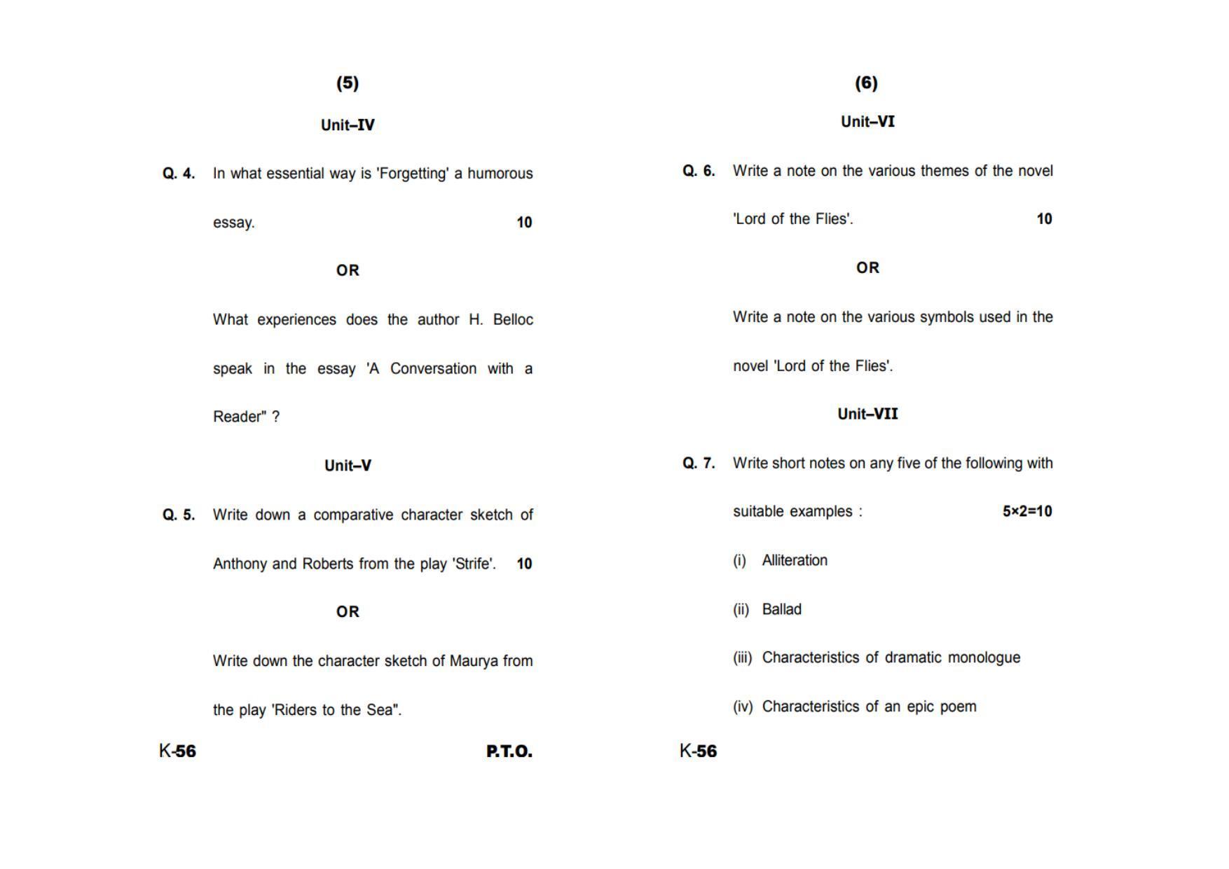 Sarguja University Question Paper - 2022 : B.A - II (Old) English Literature Paper Paper - II - Page 3