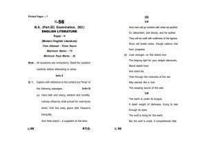 Sarguja University Question Paper - 2022 :   B.A - II (Old) English Literature Paper Paper -  II