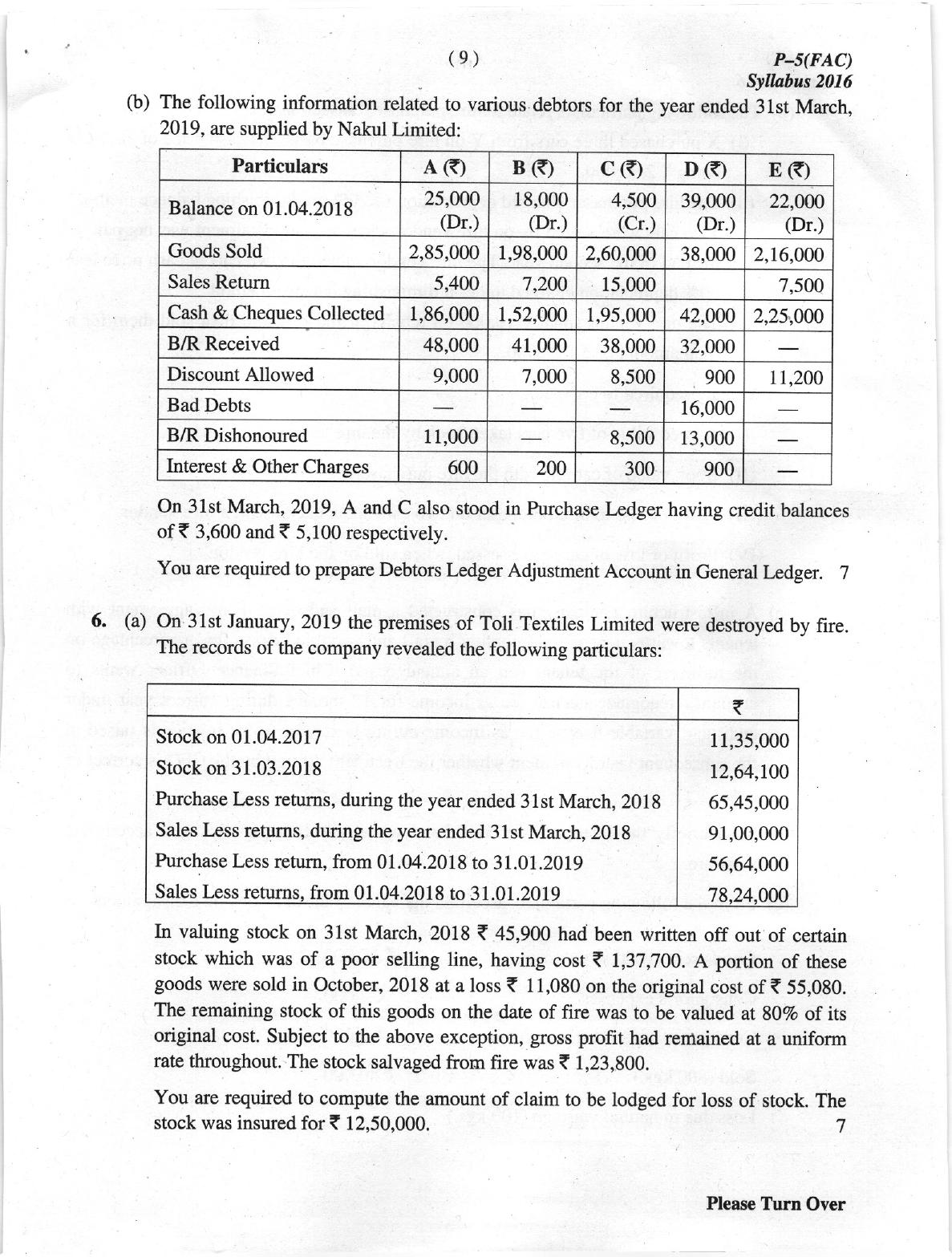 ICMAI June 2019 Financial Accounting Question Paper - Page 9