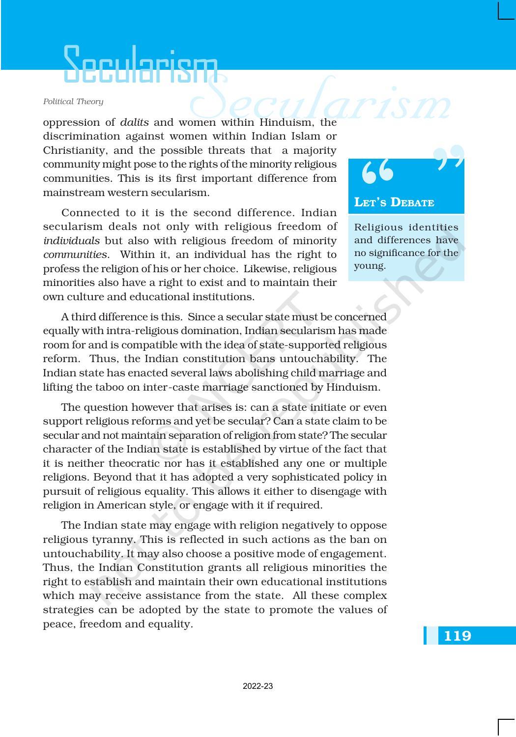 NCERT Book for Class 11 Political Science (Political Theory) Chapter 8 Secularism - Page 9