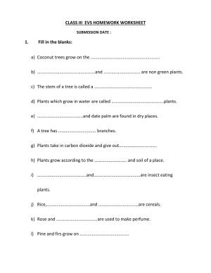 Worksheet for Class 3 EVS Assignment 57 Trees