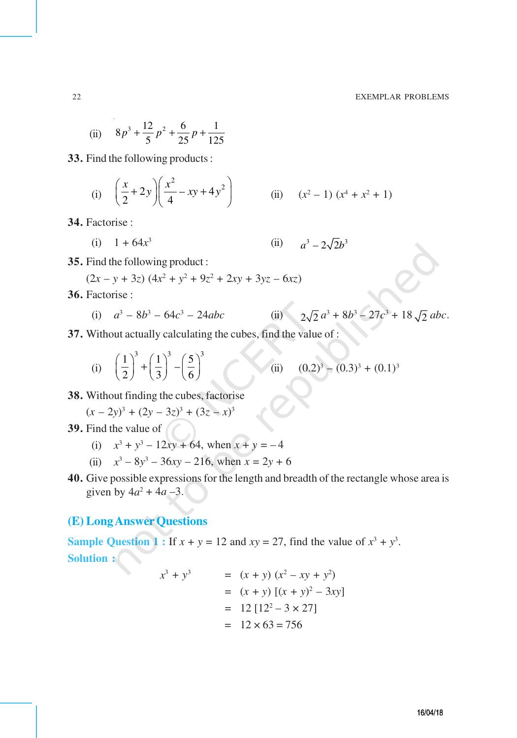 NCERT Exemplar Book for Class 9 Maths: Chapter 2 Polynomials - Page 10