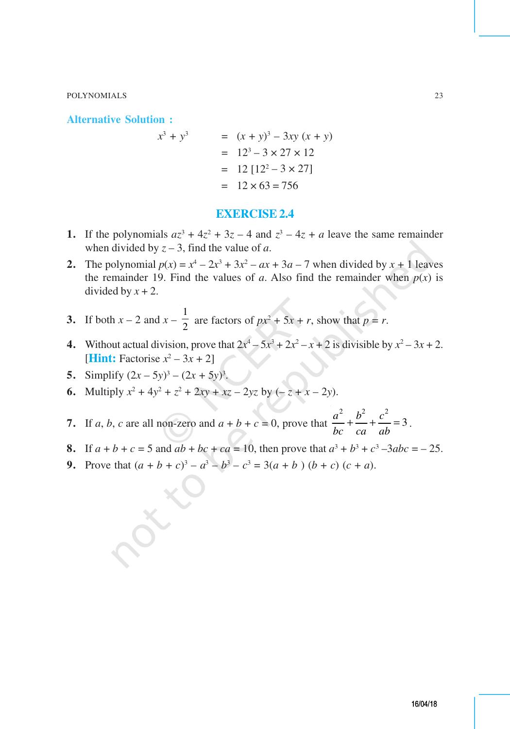 NCERT Exemplar Book for Class 9 Maths: Chapter 2 Polynomials - Page 11