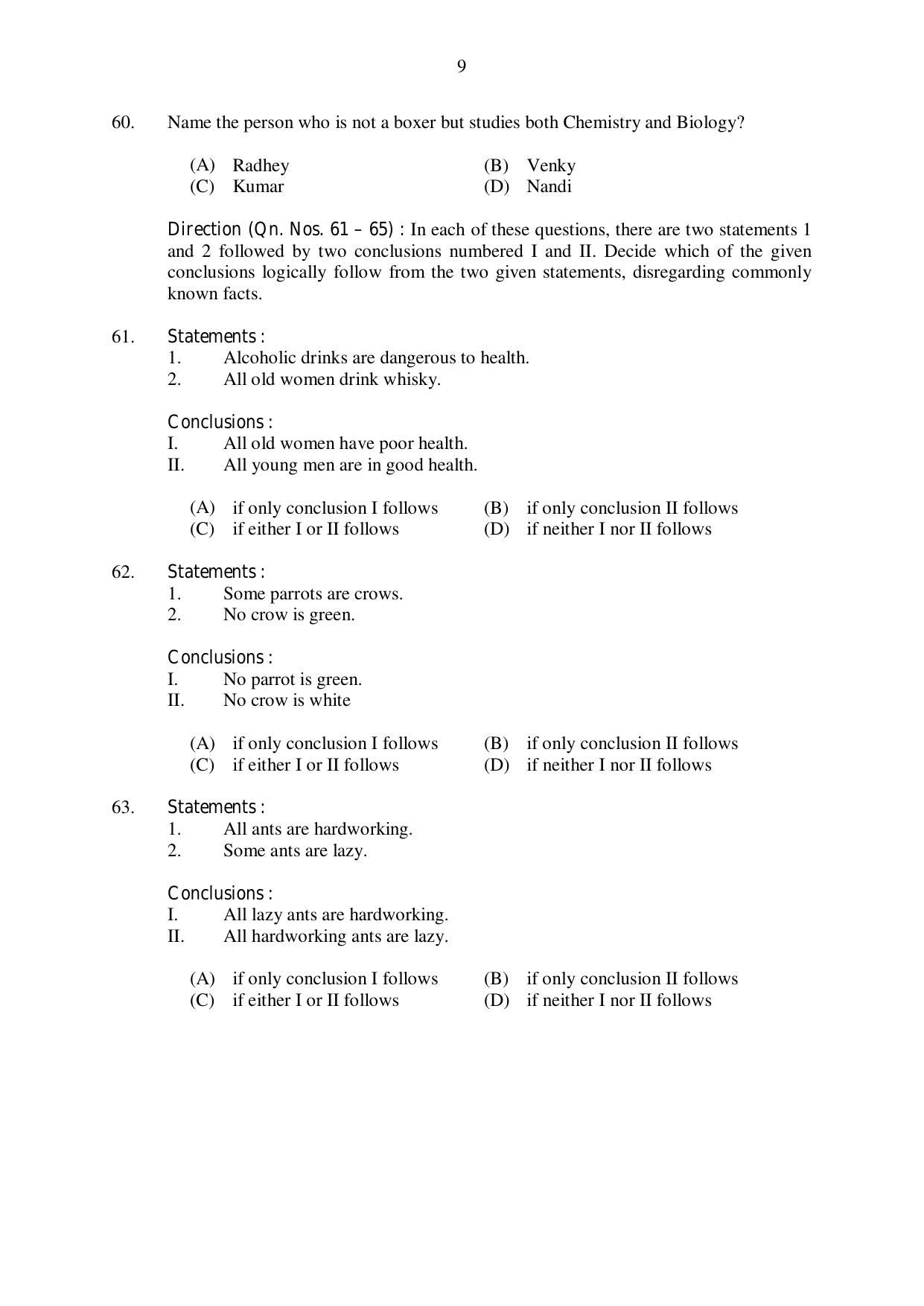 CUSAT CAT 2017 3 Year LLB Question Paper - Page 9