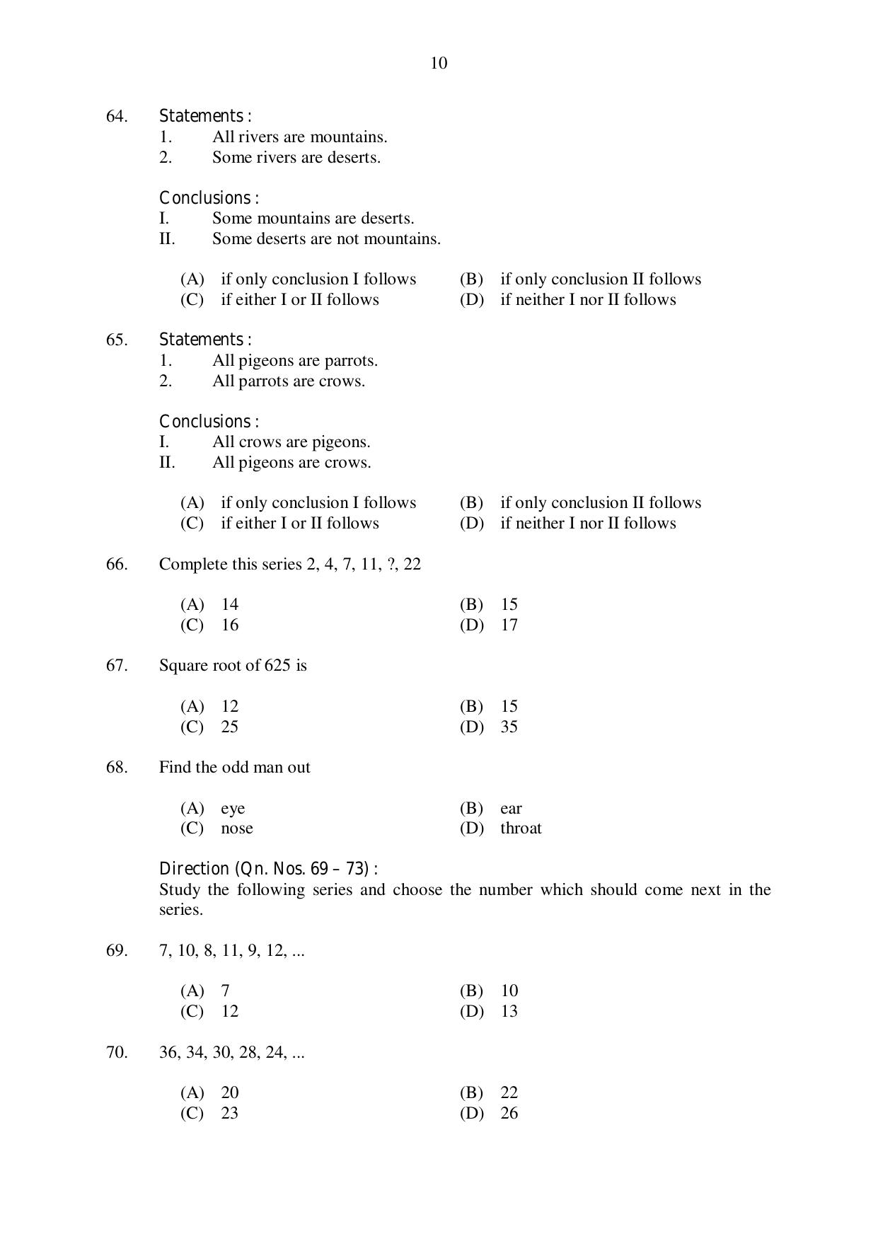 CUSAT CAT 2017 3 Year LLB Question Paper - Page 10
