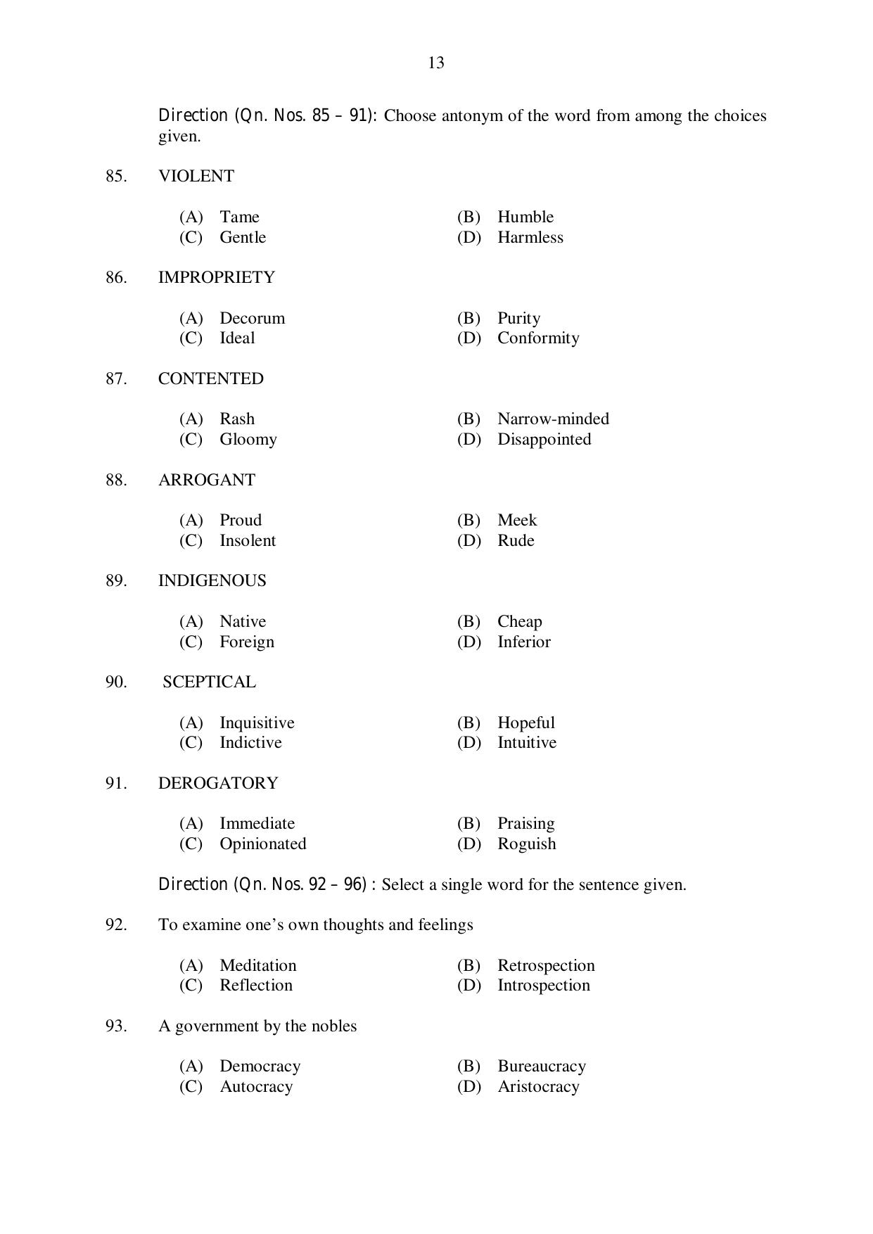 CUSAT CAT 2017 3 Year LLB Question Paper - Page 13