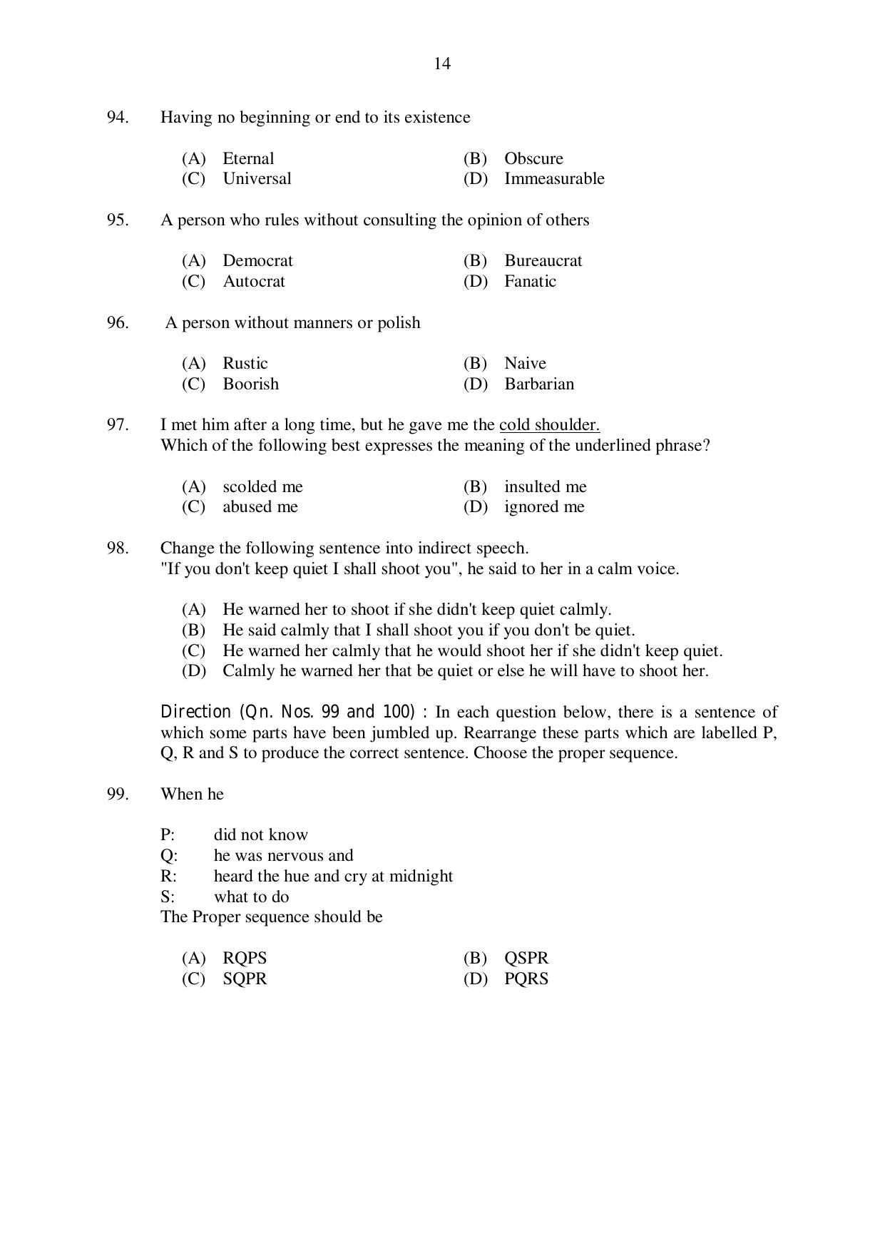 CUSAT CAT 2017 3 Year LLB Question Paper - Page 14