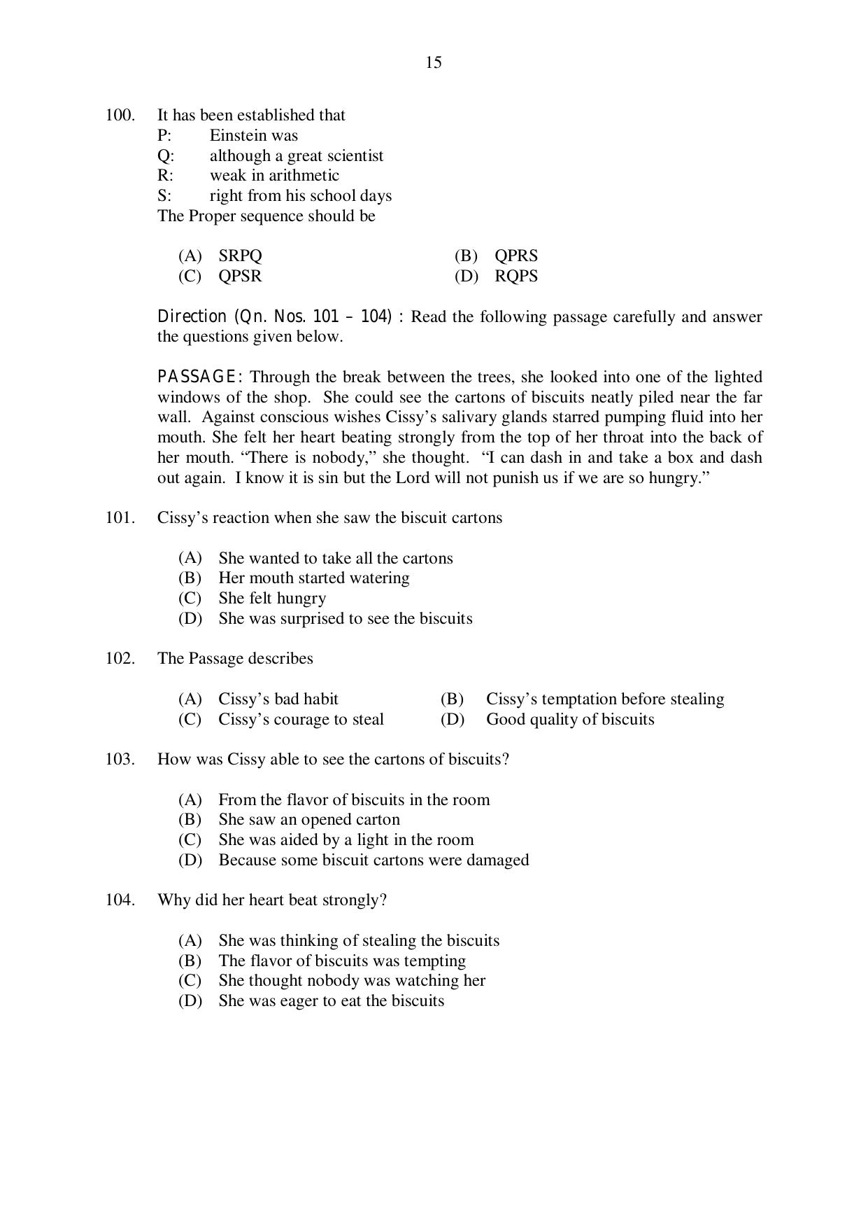 CUSAT CAT 2017 3 Year LLB Question Paper - Page 15