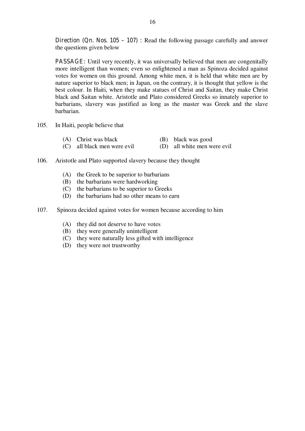 CUSAT CAT 2017 3 Year LLB Question Paper - Page 16