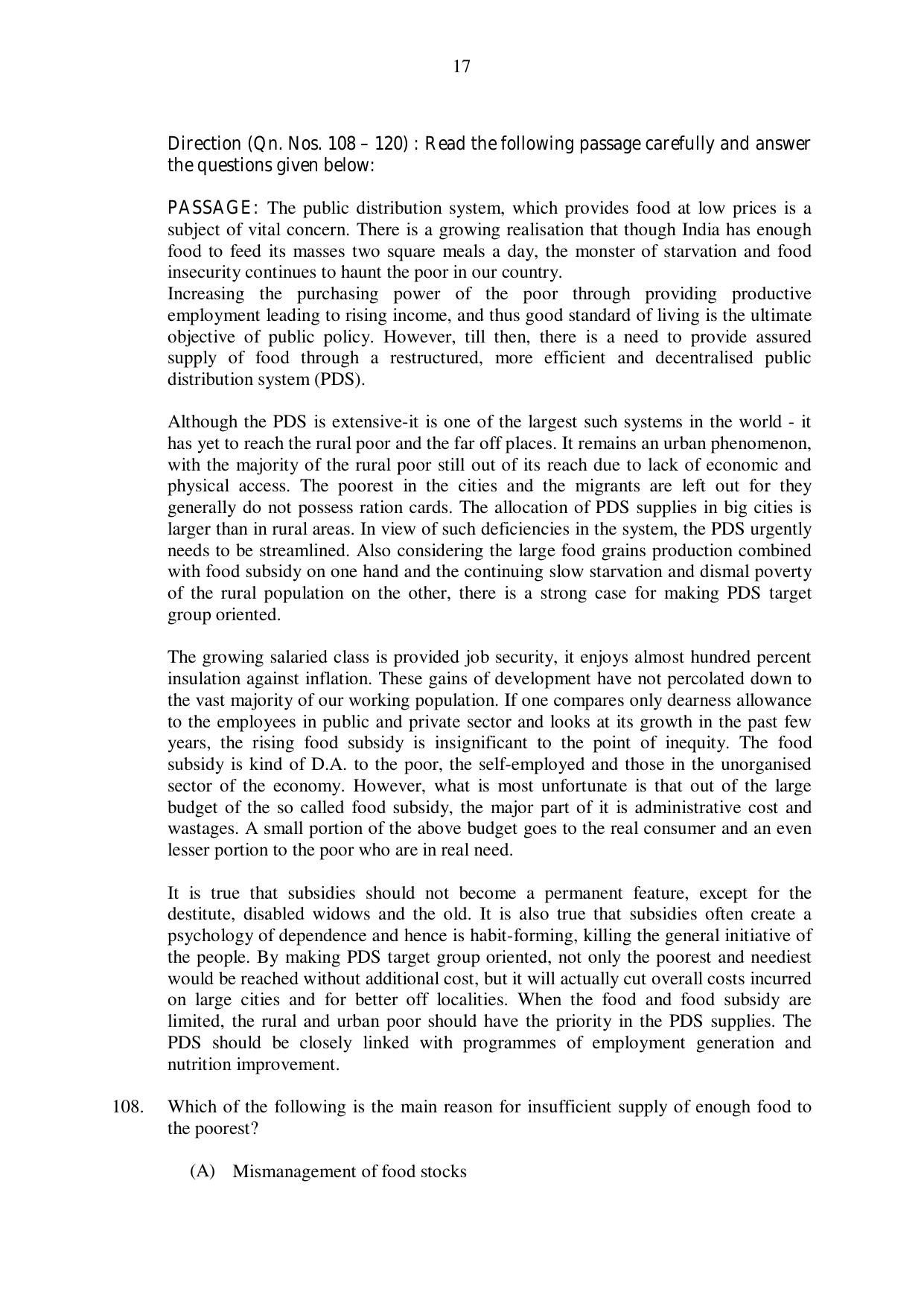 CUSAT CAT 2017 3 Year LLB Question Paper - Page 17