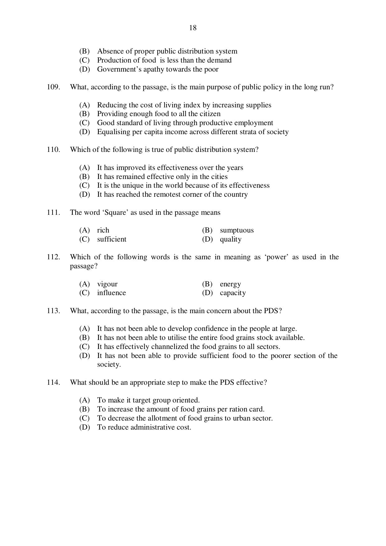 CUSAT CAT 2017 3 Year LLB Question Paper - Page 18