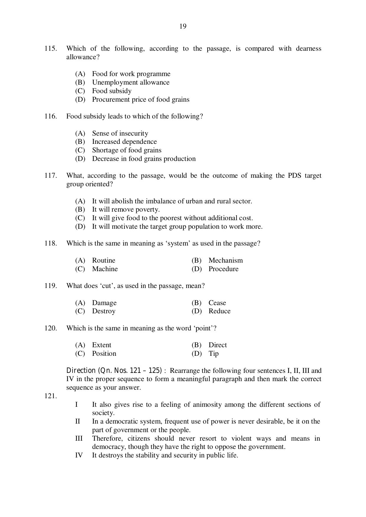 CUSAT CAT 2017 3 Year LLB Question Paper - Page 19