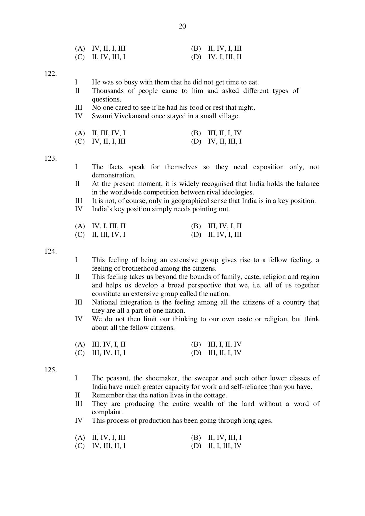 CUSAT CAT 2017 3 Year LLB Question Paper - Page 20