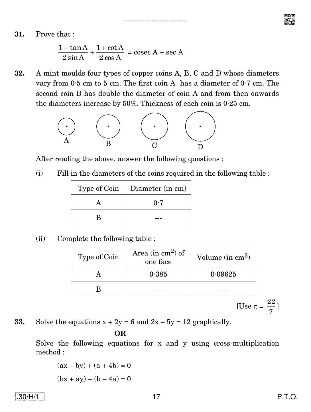 CBSE Class 10 30-C-1 - Maths (Standard) 2020 Compartment Question Paper - Page 17